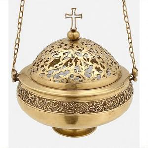 AltarScent Holy Flame Quemador de incienso de carbón antiguo Incensario de latón hecho a mano para ofrendas misas y espirituales - Product Image 5