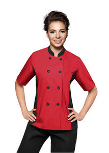 เสื้อโค้ทเชฟแขนสั้นสำหรับผู้หญิงมืออาชีพสำหรับทำอาหารห้องครัวโรงแรมชุดบริการอาหารสำหรับพนักงานร้านอาหารและบาร์ - Product Image 4