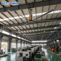 Ventilateur de plafond HVLS RTFANS 18-24 pieds, grandes dimensions, pales en alliage d'aluminium, ventilation industrielle pour ferme laitière et salle de sport