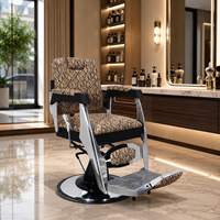Fauteuil de Barbier Hydraulique Moderne Professionnel, Chaise de Coiffure en Cuir PU Motif Serpent, Chaise de Coupe de Cheveux Robuste Argentée