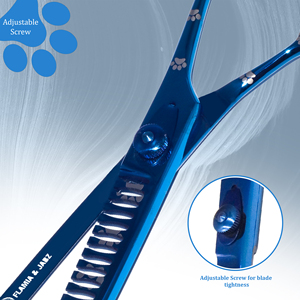 Juego de tijeras de aseo para mascotas veterinarias en forma de animal plateado de 8,0 pulgadas, dientes de espina de pescado de acero inoxidable con 4 tijeras - Product Image 6