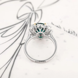 2.5 carat 7*9mm taille ovale laboratoire cultivé émeraude 925 bague en argent Sterling pour les femmes forme ovale bague émeraude à la main bague en argent - Product Image 6