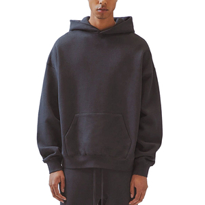 Vente chaude en gros de haute qualité Hip Hop gris foncé Hoodies pour hommes avec coton polaire 340gsm - Product Image 6
