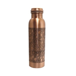 Artistic Geometric Pattern Etched <b>Copper</b> <b>Water</b> <b>Bottle</b> For Pure Ayurvedic Healthy Drinking - Product Image 4