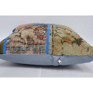 Coussin Kantha patchwork en laine multicolore 16x16 pouces tissé avec motif vintage Décoration artistique pour la maison - Product Image 5