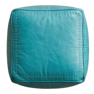 Puf Marroquí Cuadrado de Cuero Genuino Moderno y Personalizado, Otomana Hecha a Mano con Costuras, Reposapiés Plegable para Sala de Estar - Product Image 2