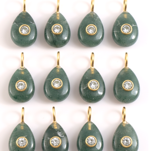 Colgante de Moda con Incrustaciones de Piedras Sueltas Dobles, Hecho a Mano con Plata 925 Chapada en Oro y Gema de Ágata Musgosa Natural - Product Image 4