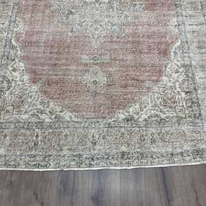 Rug, 6.3x9.2 ft Turkish Rug, <b>Brown</b> Plants & trees Rug <b>Wool</b> - Product Image 2