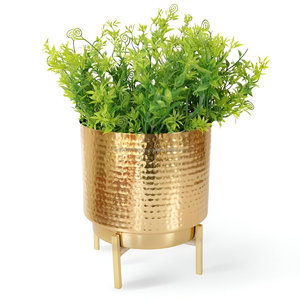 Precio al por mayor de maceta de oro martillado de metal para oficina interior y exterior de mesa - Product Image 1