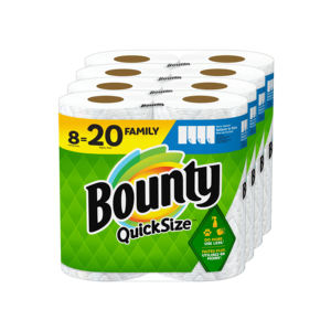 Toallas de papel Bounty Quick Size, blancas, 8 rollos familiares = 20 rollos regulares - Product Image 1