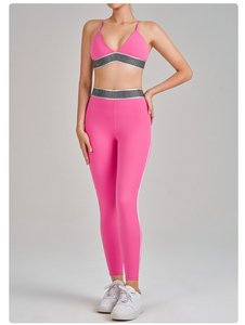 Conjuntos de mallas deportivas de cintura alta para levantar los glúteos, ropa de Yoga para mujer, conjuntos de ropa de dos piezas, ropa de gimnasio para correr para mujer, logotipo personalizado - Product Image 2