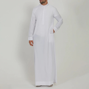 Túnica Tradicional Árabe para Hombre, Color Sólido, Lino de Algodón, Mangas Largas, Estilo Casual Étnico, Jubba, Estilo Saudí - Product Image 6