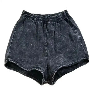 Top vente hommes noir acide lavé 300 GSM polaire Shorts hommes chaud élégant lavé Shorts avec taille élastique pour Super septembre - Product Image 5