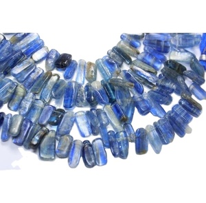 Perles en vrac de cyanite bleue naturelle lisse de 8 pouces pendentif en pierre bleue et perles de bracelet pierre précieuse à facettes pour la fabrication de bijoux - Product Image 1