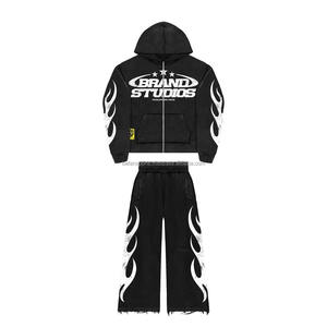 Nouveaux ensembles de survêtements à capuche pour hommes de haute qualité, 2 pièces, design solide, impression de logo personnalisé, quantité minimale de commande bas pour les commandes en gros - Product Image 2