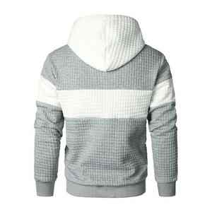 Nueva llegada Unisex personalizado Color bloque Waffle Knit sudaderas con capucha última moda hombres empalme colores térmico marca 2xl 100% algodón - Product Image 2