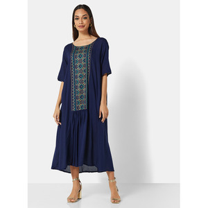 ÚLTIMO VESTIDO DE KAFTAN JALABIYA ÁRABE CON ESTAMPADO CORTO DE COLOR VISCOSA SUAVE CON ESTILO FRONTAL - Product Image 1