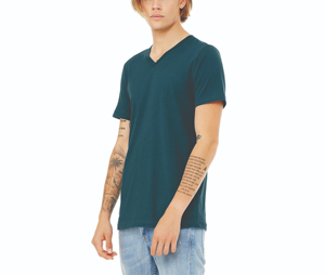 เสื้อยืดคอวีแขนสั้นสำหรับผู้ชายผ้าคอตตอน100% ล้วนขนาดพิเศษทำจากผ้าคอตตอน200กรัมสีล้วนสำหรับผู้ชาย - Product Image 2