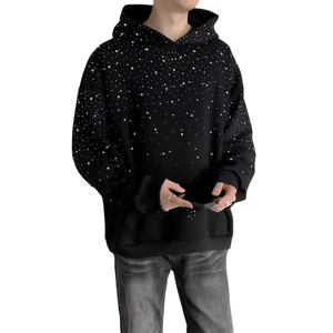 Sweat-shirt à capuche unisexe pour homme, style boxy, hiver, avec logo personnalisé, lavage à l'acide, broderie et strass, 2026 - Product Image 1
