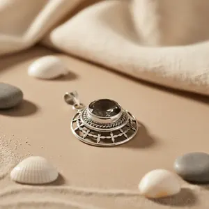 Colgante de Plata 925 con Cuarzo Ahumado para Mujer, Joyería Religiosa Hecha a Mano con Piedras Preciosas, Chapado en Oro Rosa y Rodio, Amatista - Product Image 2