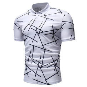 Novedad de 2025, precio al por mayor, camiseta personalizada de verano a rayas de manga corta para hombre, Camiseta de punto de seda helada, polos ajustados - Product Image 4