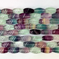 Cuentas de Fluorita Multicolor Sueltas, Facetadas en 4 Lados, Forma Ovalada de Arroz, Grado AAA, Certificadas por GDTC, 15.5 Pulgadas de Largo, para Joyería DIY, Naturales