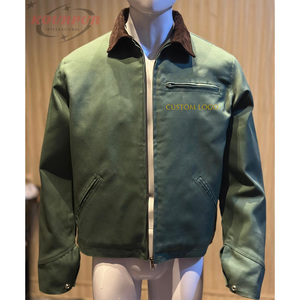 Chaqueta Bomber de Lona para Hombre con Cuello Alto, Cierre de Cremallera, Resistente al Viento, Logotipo Personalizado, Marca Privada, Peso Pesado - Product Image 1