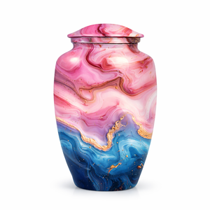 Urna Funeraria de Aluminio Hecha a Mano de Lujo para Cenizas Humanas, Acabado Moderno con Efecto Craquelado, Capacidad de 3-4L, Impresión Personalizada, Cilíndrica, de Terciopelo - Product Image 1