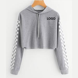 เสื้อฮู้ดคอตตอน55% 45% เอวลอยผ้าสแปนเด็กซ์โอเวอร์ไซส์ทรงครอปไซส์ใหญ่พิเศษแบบคลาสสิกของผู้หญิง - Product Image 5