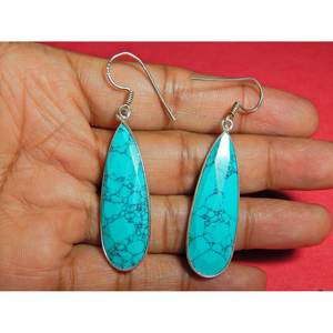 Pendientes de piedras preciosas turquesas Plata de Ley 925 Regalo de oro rosa hecho a mano para su E0642-GS - Product Image 1