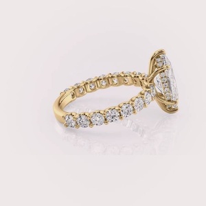 Bague de fiançailles et de mariage en diamant de laboratoire taille marquise certifié IGI, or rose/blanc et jaune 9 carats - Product Image 3