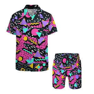 เสื้อชายหาดฮาวายลายดอกไม้วินเทจคอปกสูงทันสมัยสำหรับผู้ชายชุดสั้นมีการพิมพ์ดิจิตอลด้วยหน้าจอ DTF DTG - Product Image 6