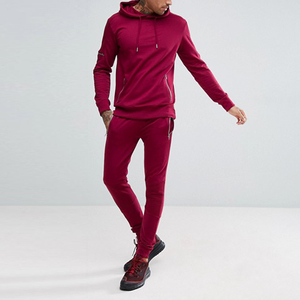 Ensemble de survêtements d'hiver à capuche de haute qualité pour hommes, avec broderie de logo personnalisée, fermeture éclair, en molleton 100 % coton, vente en gros - Product Image 1