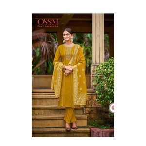 Pure Viscos Russian Dola Silk Women Bottom Kurta Set con Chanderi Jacquard Sequence Dupatta Disponible al mejor precio - Product Image 1