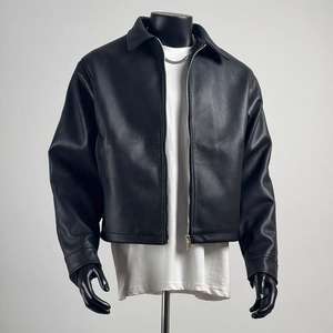Blouson en cuir de moto sur mesure avec poches Blouson en cuir bomber Logo personnalisé imprimé Manteau en cuir de moto pour homme - Product Image 2