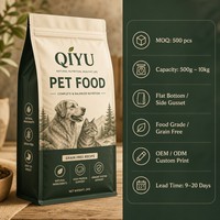 Sachet d'emballage personnalisé pour aliments pour animaux de compagnie, fond plat, pochette verticale refermable avec fermeture éclair, haute barrière, qualité alimentaire pour friandises pour chiens et chats