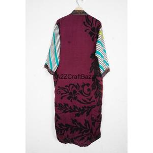 Bata Kimono Boho de Seda 100% Hecha a Mano con Parches Suaves para Mujer, Cuello en V, Cierre con Cordón, Manga Larga, Logotipo Estampado - Product Image 5