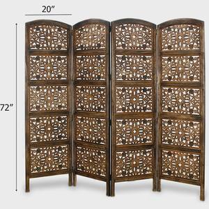 Divisor de Habitaciones de Madera Tallada a Mano, 4 Paneles, Acabado Antiguo, Decoración del Hogar con Tema de Paisaje, Decoración Duradera para el Hogar - Product Image 3