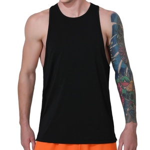 Camiseta sin mangas deportiva y de fitness para hombre, de algodón, cuello mandarín, ecológica, transpirable, de color liso, para verano. - Product Image 1