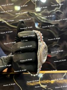 นาฬิกาข้อมือเพชรโมอิสซาไนต์แบบ Iced Out ตัวเรือนสแตนเลส หน้าปัดแบบโรมัน สไตล์ฮิปฮอป เหมาะสำหรับงานปาร์ตี้ นาฬิกาสแตนเลส - Product Image 5