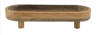 Plateau de service contemporain élégant et durable à motif horizontal, fabriqué à la main, en bois naturel, pour table à manger, usage domestique, ovale