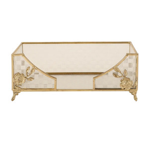 Elegant Glass and Metal Frame Napkin <b>Box</b> for Stylish Dining Chic Glass Napkin <b>Box</b> with Sleek Metal Frame - Product Image 2
