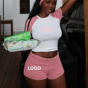 Ensemble deux pièces en coton spandex Ensemble jupe et haut à manches courtes pour femmes Spandex en coton - Product Image 1