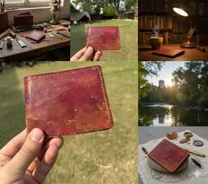 Portefeuille pour hommes en cuir véritable de style vintage court décontracté taille personnalisable fermeture ouverte motif de paysage blocage RFID vente en gros - Product Image 5