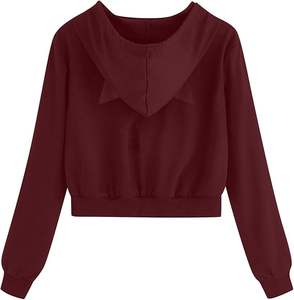 Sudaderas recortadas informales de gran tamaño de alta calidad para mujer Sudaderas con capucha cortas con etiqueta personalizada - Product Image 3