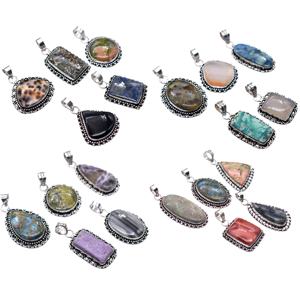 Colliers de mode vintage pour femmes avec pendentifs en pierres précieuses naturelles, lot de mélange de réglage de lunette en laiton en vrac en gros sur EBay - Product Image 4