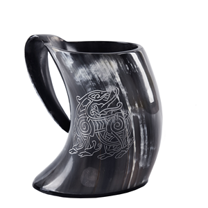 Ensemble de mugs en corne de viking faits à la main, mug en corne de bœuf sable personnalisé, effet brûlé, artisanat 100% naturel, utilisation pour mariage et fête - Product Image 3