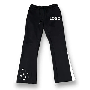Hot Selling Custom Men's Flared <b>Jogger</b> Track Pants Casual Baggy Sweat Trouser Elastic Waistband <b>Stacked</b> Sweatpants for Men's - Product Image 3