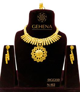 5 gramme 24K chapado en oro grande largo hermoso collar conjunto pendiente y anillo de dedo mujeres diseñador matrimonio Petite Arabes moda nuevo - Product Image 1