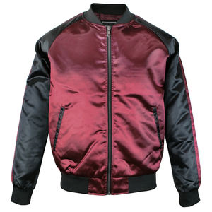 Men's Contrast Two Satin Jackets Single Button Baseball Collar Bomber Flight Jacket Coat High Quality <b>Canvas</b> <b>Waterproof</b> Quick - Product Image 1